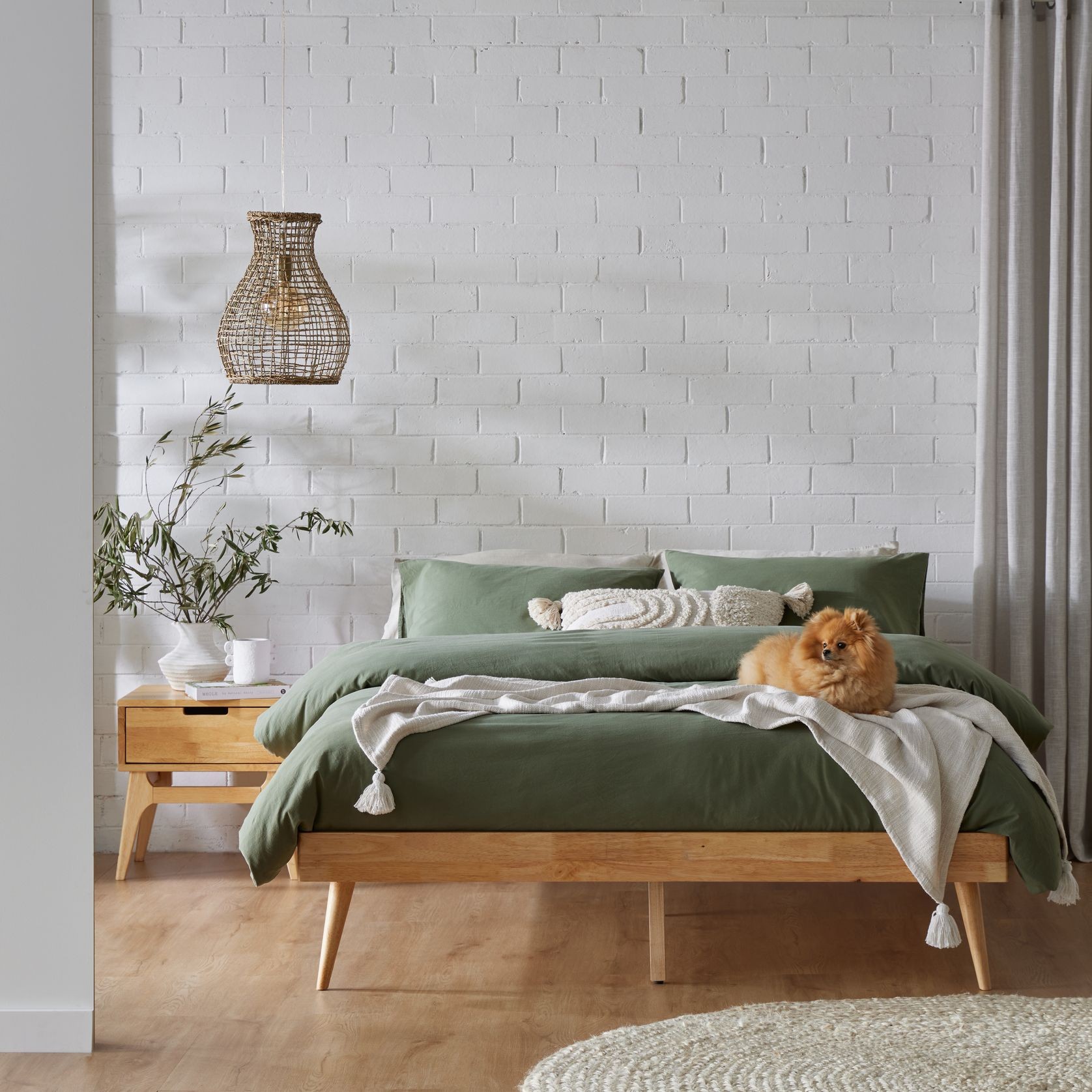 Franki Queen Hardwood Bed Base | Natural gallery detail image