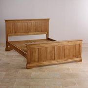 French Rustic Solid Oak King-Size Bed gallery detail image
