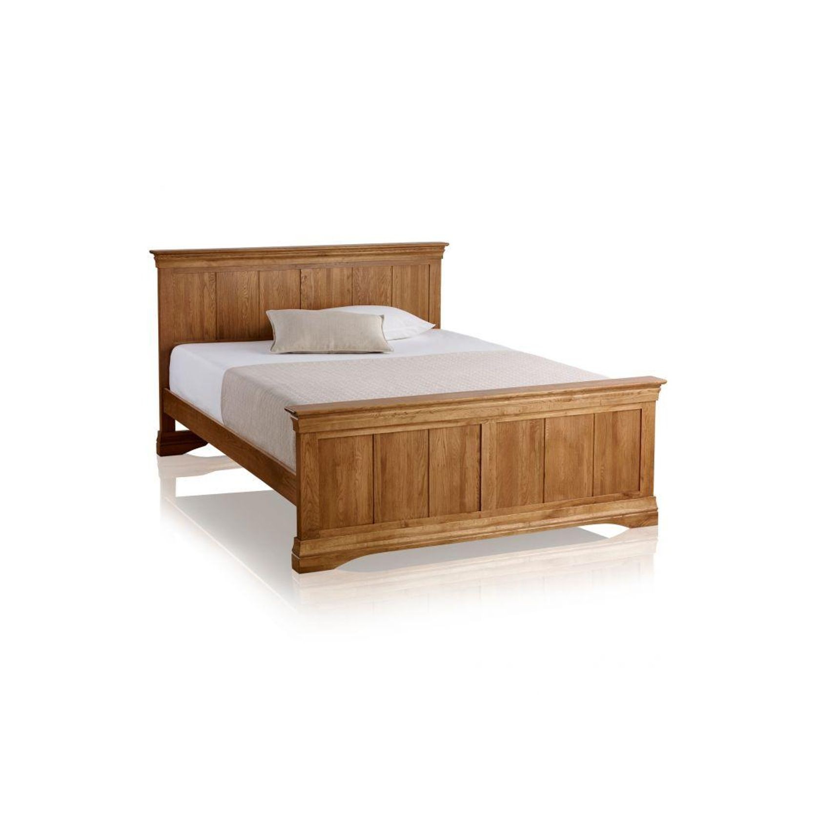 French Rustic Solid Oak Queen-Size Bed gallery detail image