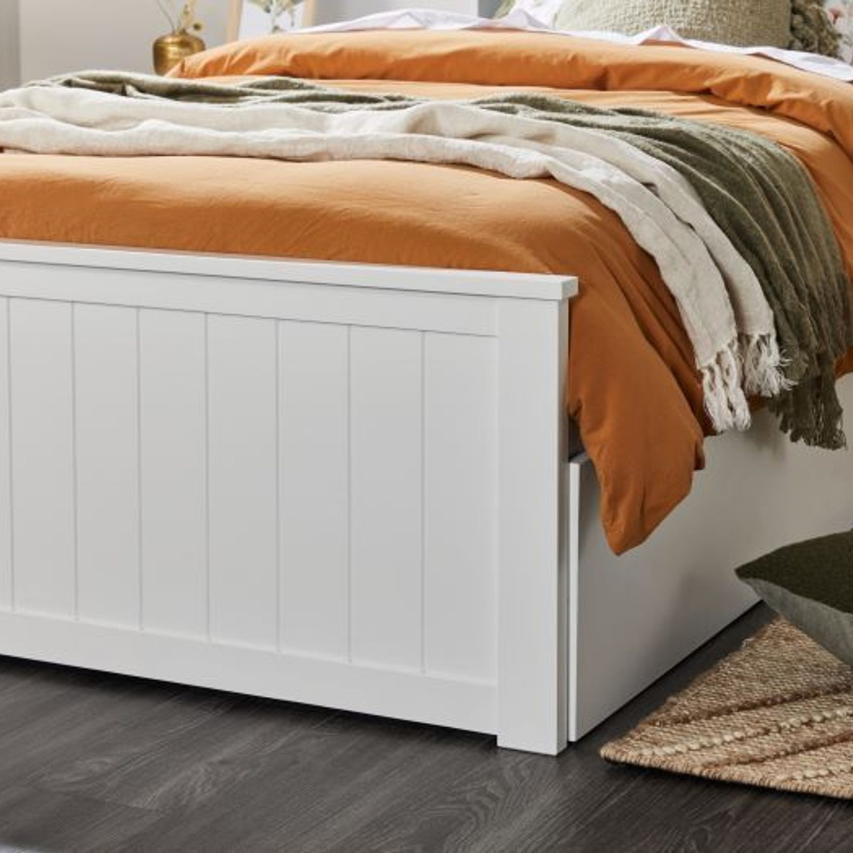 Myer White King Single Bed with Trundle | Hardwood gallery detail image