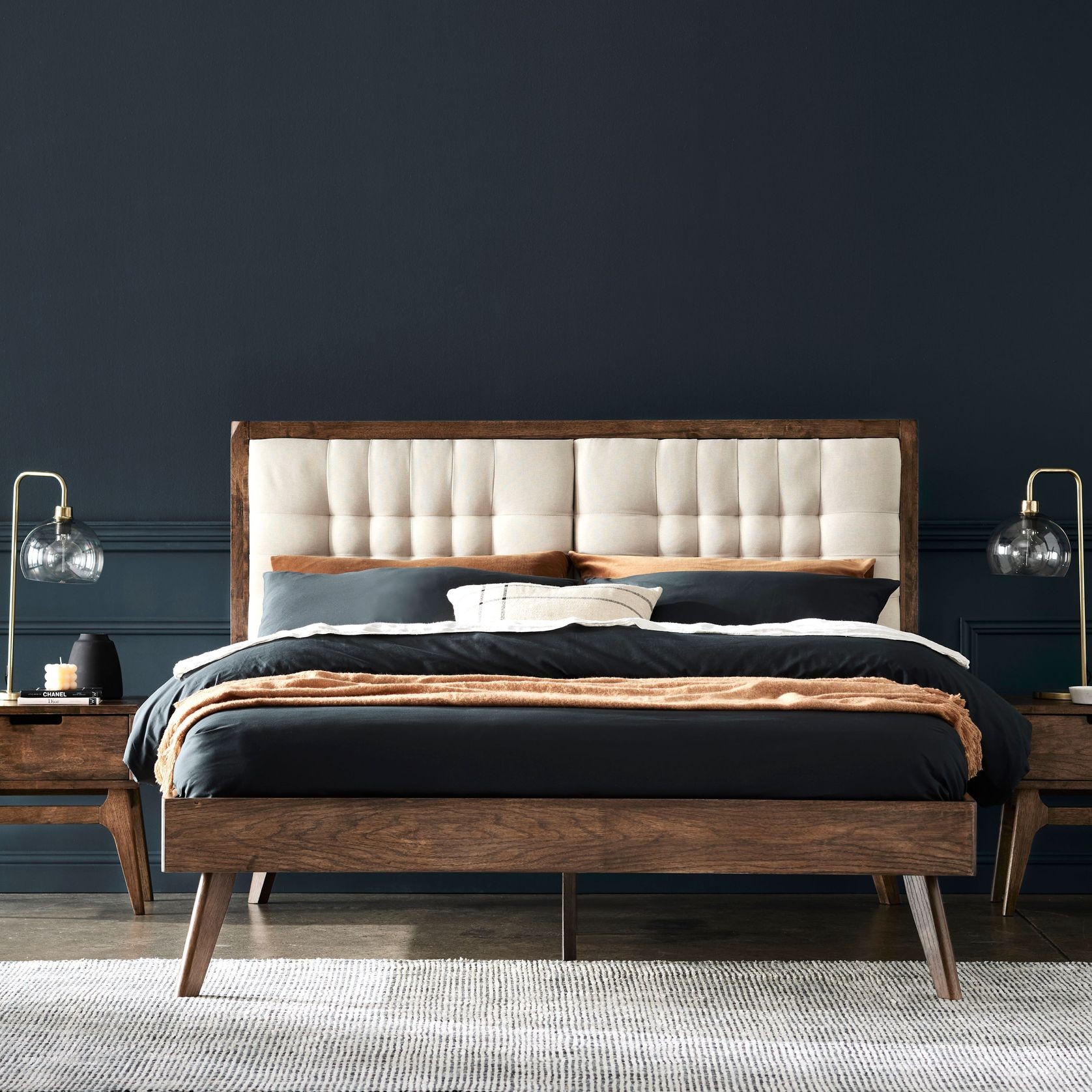 Paris Hardwood Queen Size Bed Frame | Walnut gallery detail image