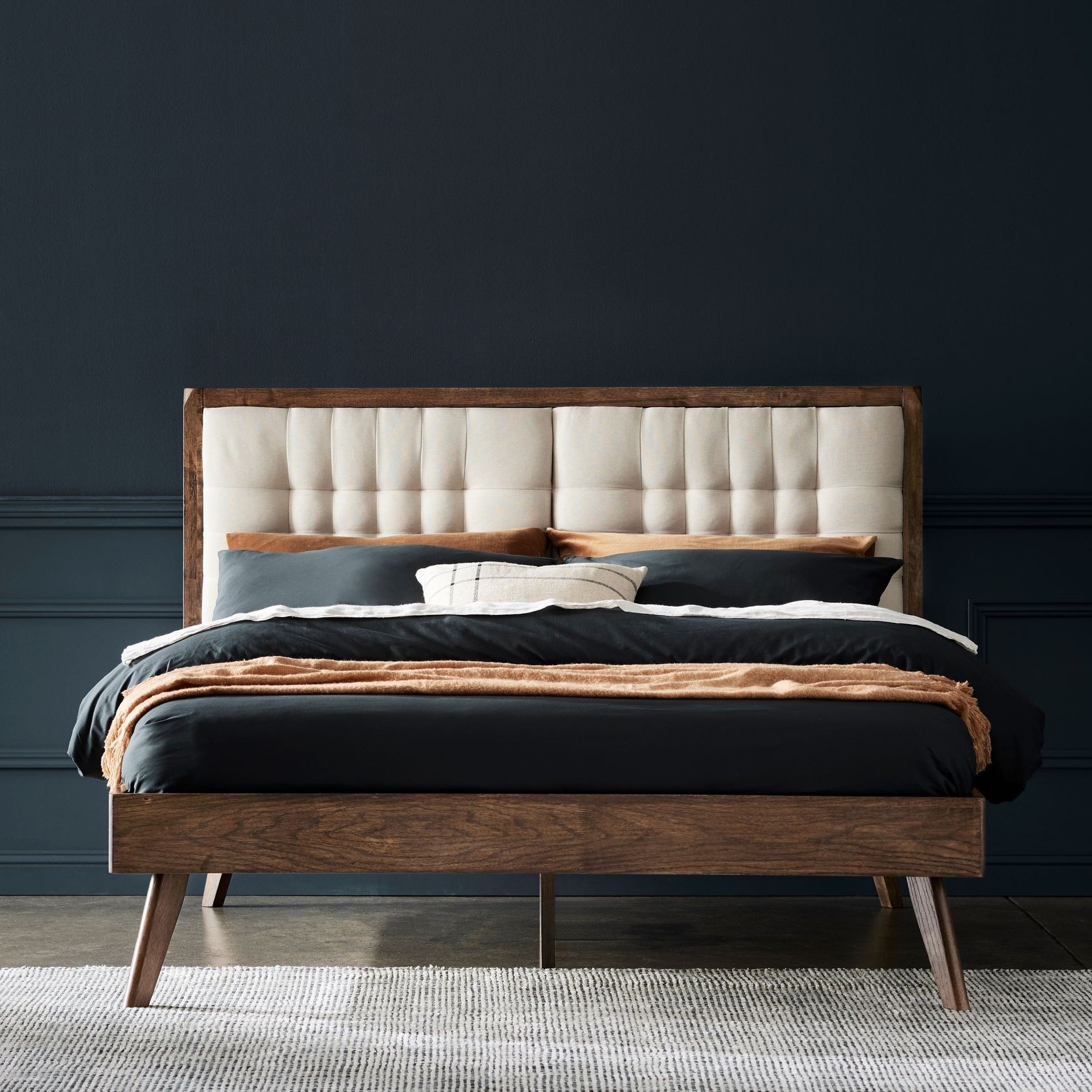 Paris Hardwood Queen Size Bed Frame | Walnut gallery detail image