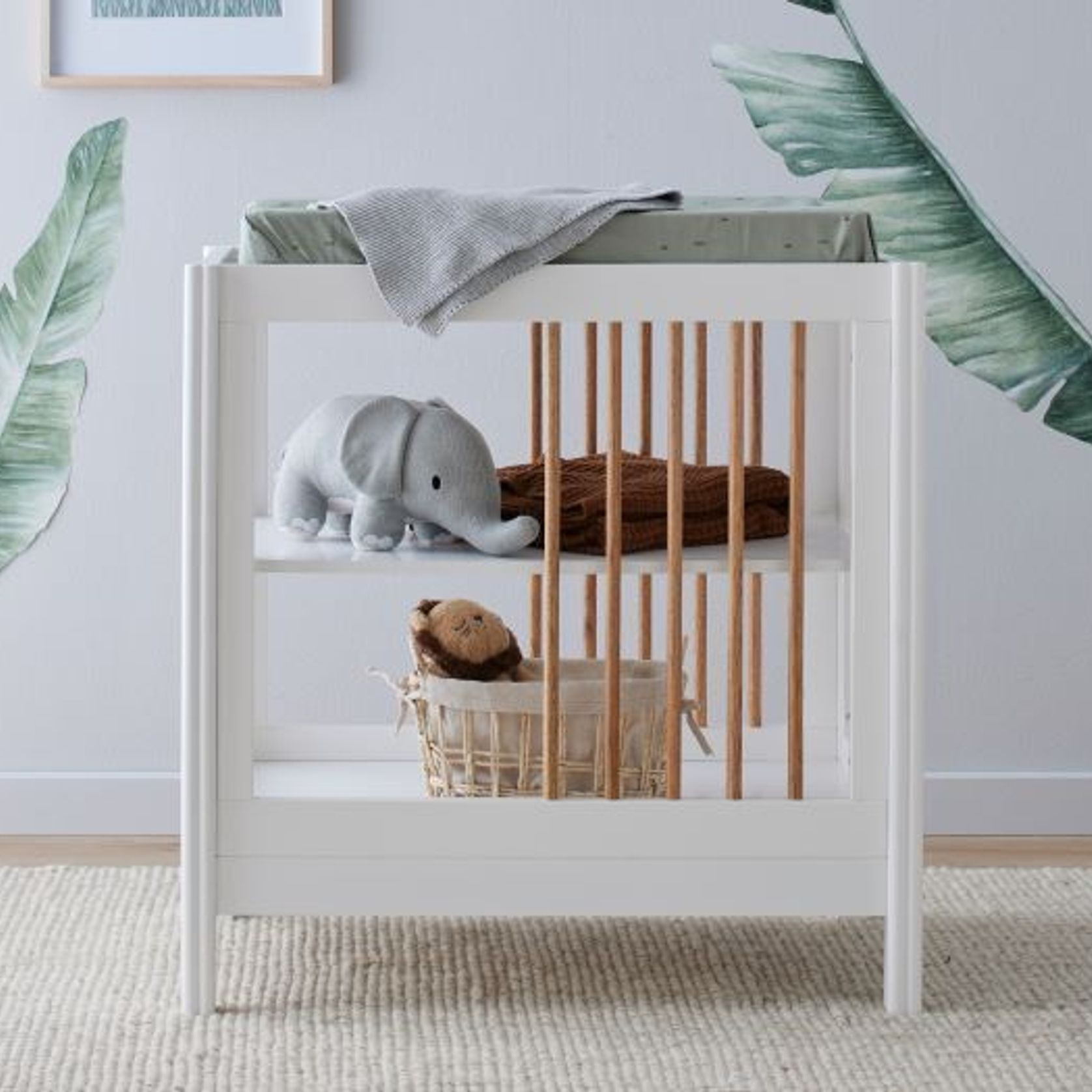 Rio Hardwood Baby Changing Table | White & Natural gallery detail image