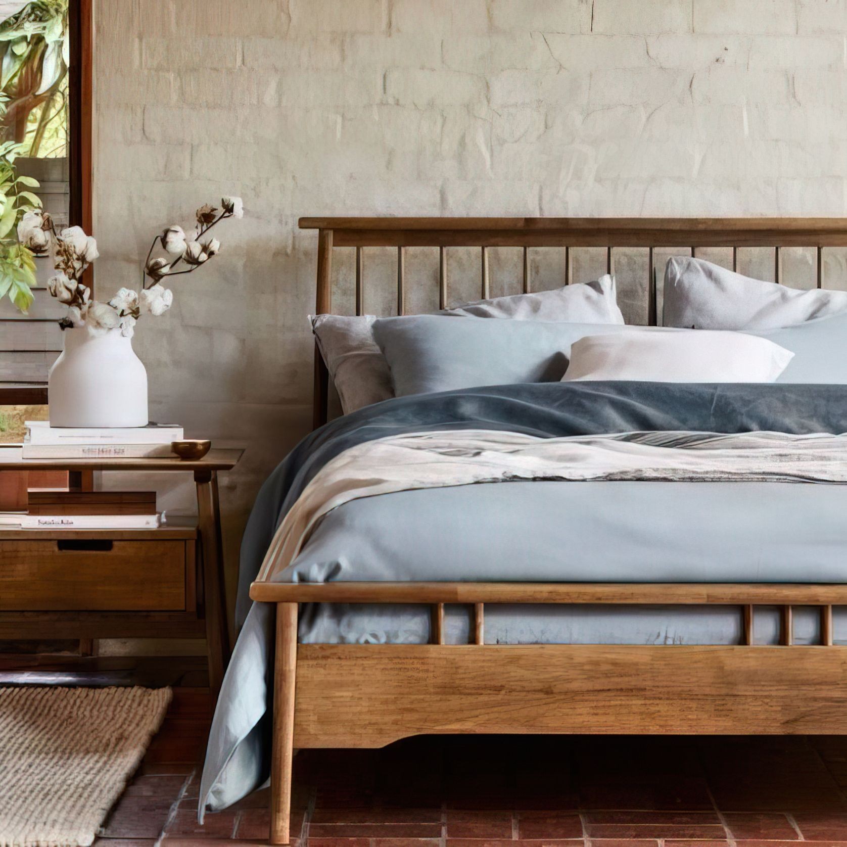 Rome Double Size Hardwood Bed Frame | Rustic Walnut gallery detail image