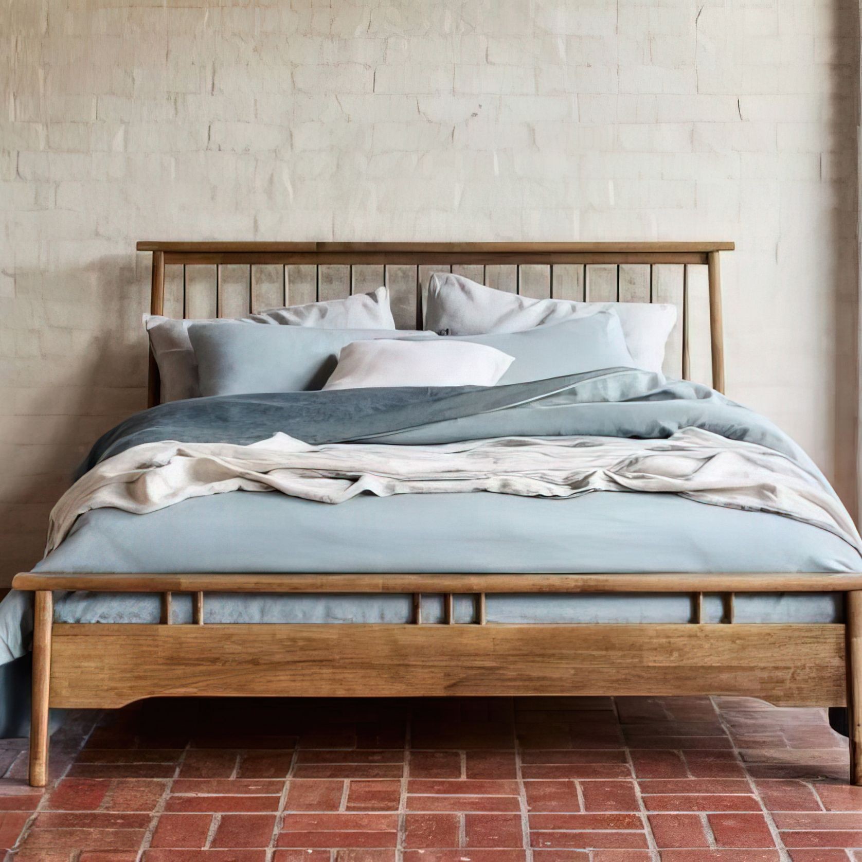 Rome Double Size Hardwood Bed Frame | Rustic Walnut gallery detail image