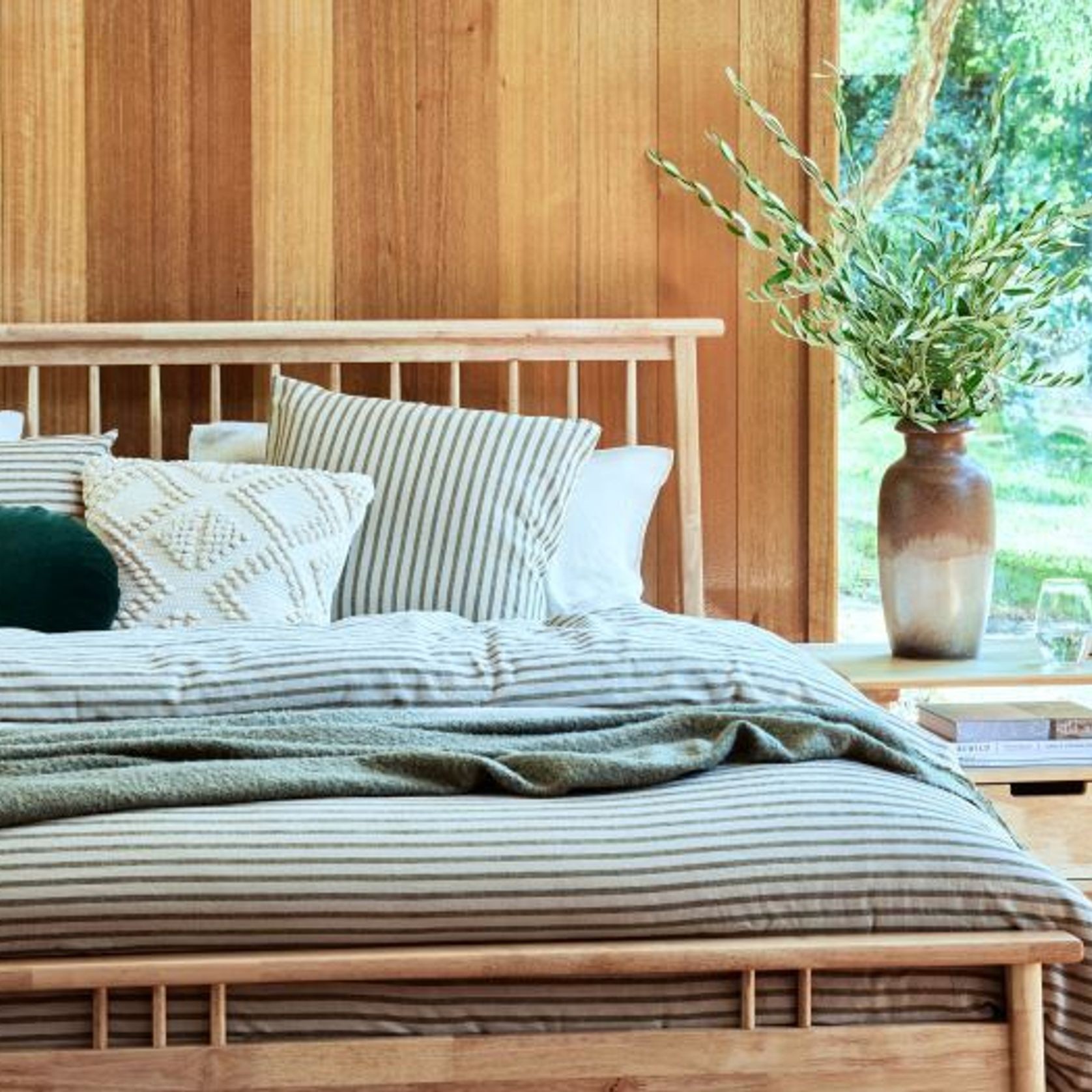 Rome Hardwood King Size Bed Frame | Natural gallery detail image