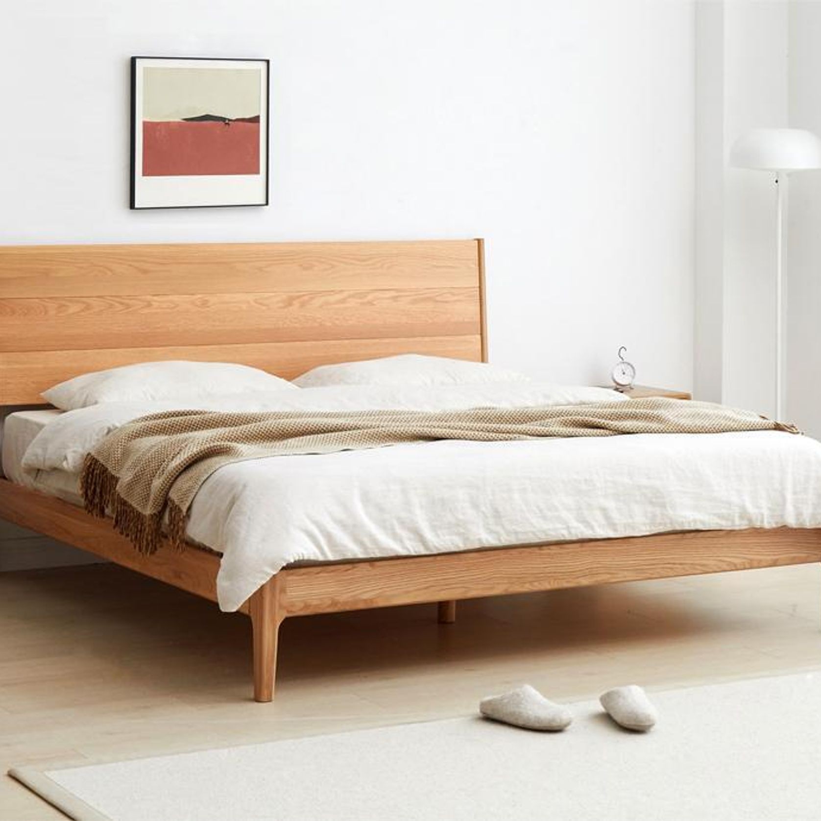 Seattle Natural Solid Oak Bed Frame gallery detail image