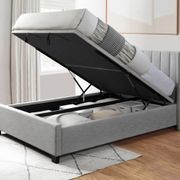 Webster Gas Lift Storage King Bed | Light Grey Fabric gallery detail image