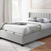 Webster Gas Lift Storage Queen Bed | Light Grey Fabric gallery detail image