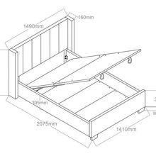 Webster Gas Lift Storage Double Bed | Light Grey Fabric gallery detail image