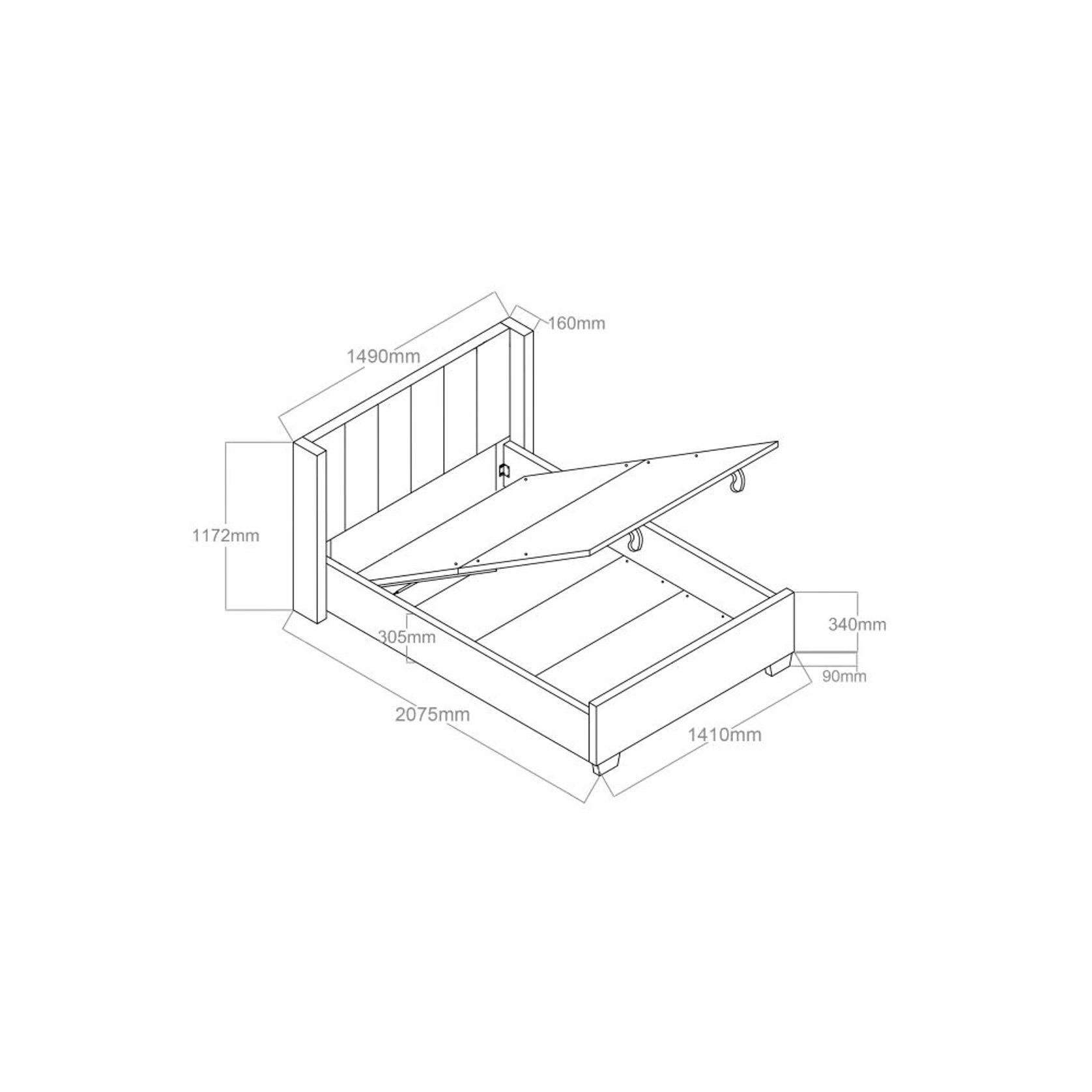 Webster Gas Lift Storage Double Bed | Light Grey Fabric gallery detail image