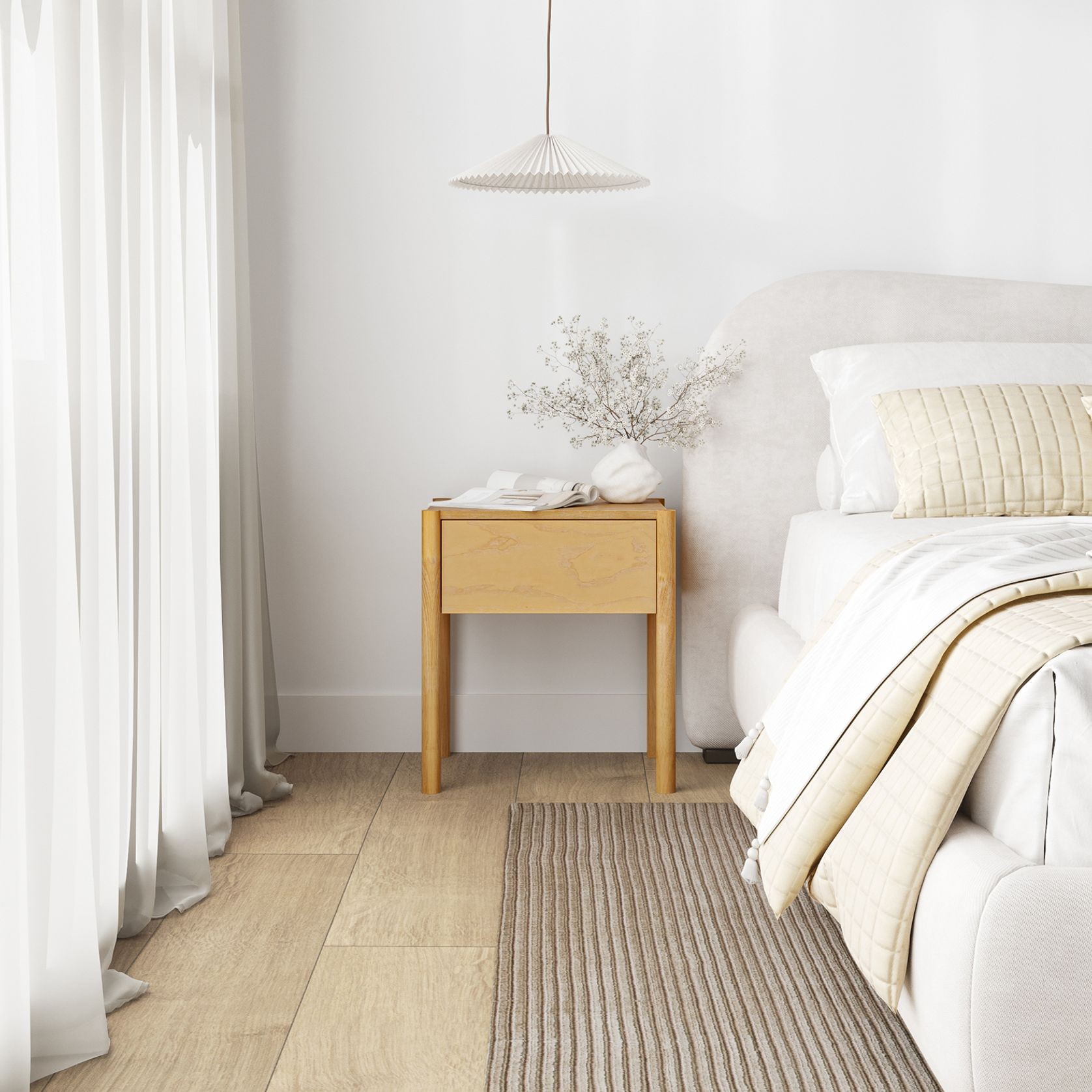 Zyler 1 Drawer Bedside Table | Light Ash gallery detail image