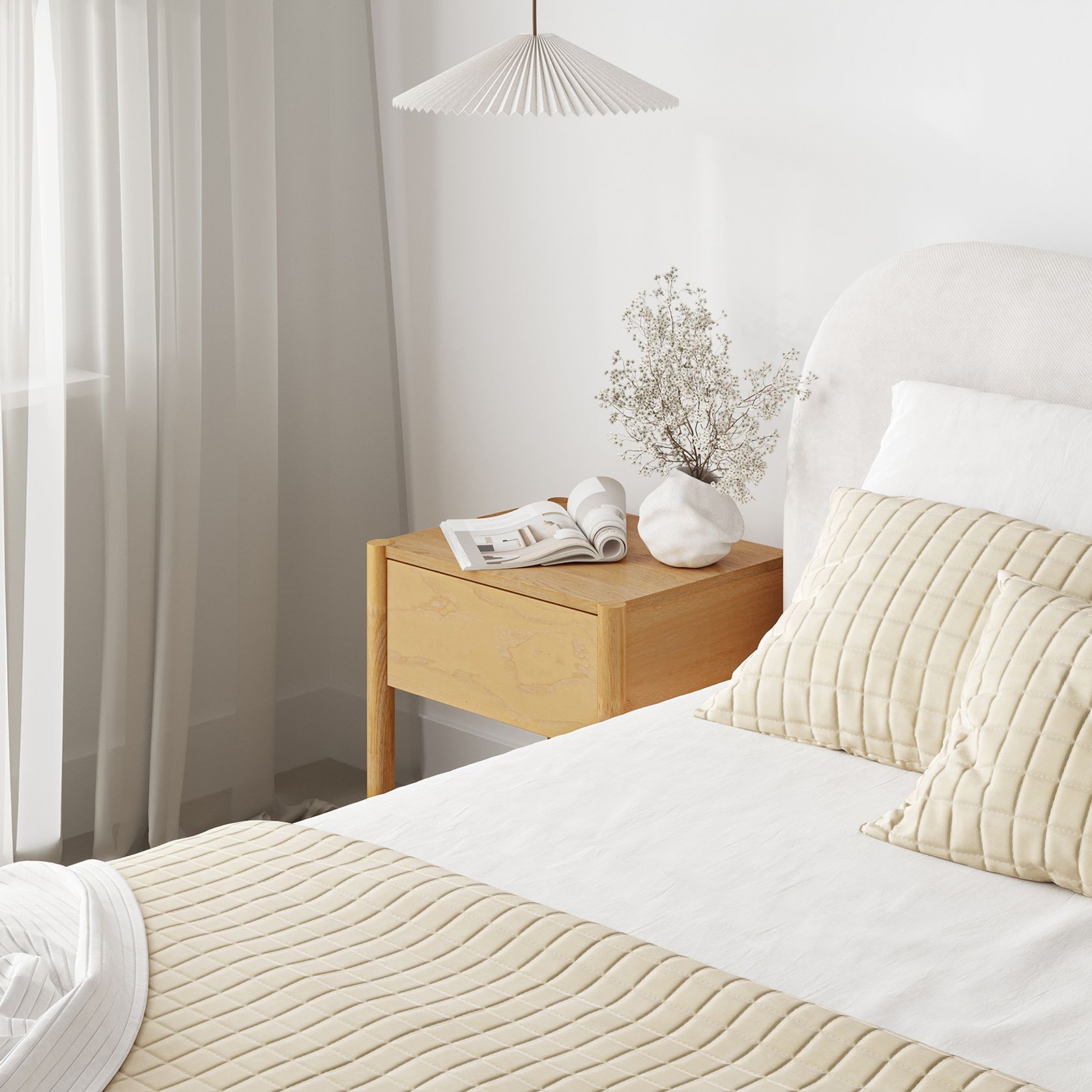 Zyler 1 Drawer Bedside Table | Light Ash gallery detail image