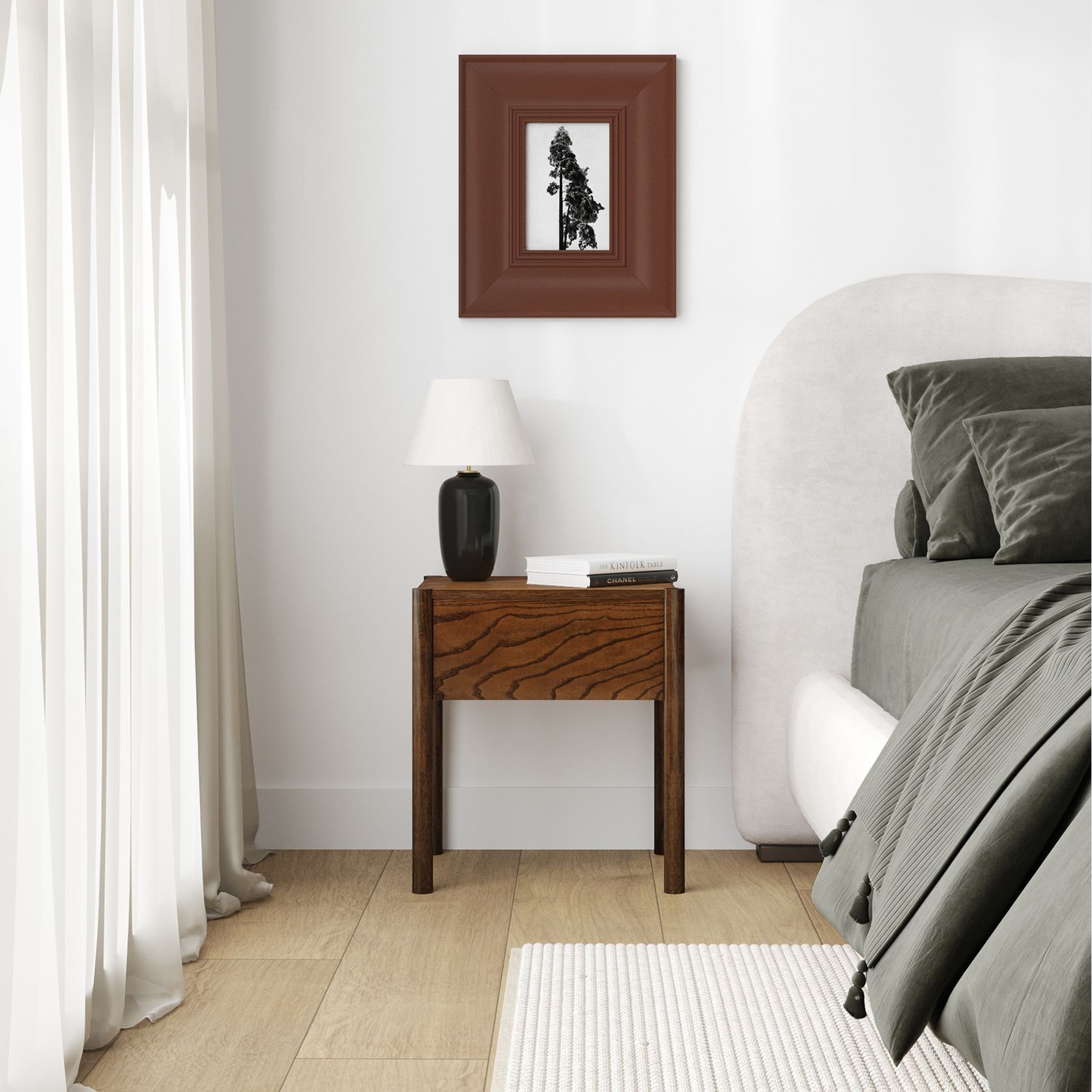 Zyler 1 Drawer Bedside Table | Dark Ash gallery detail image