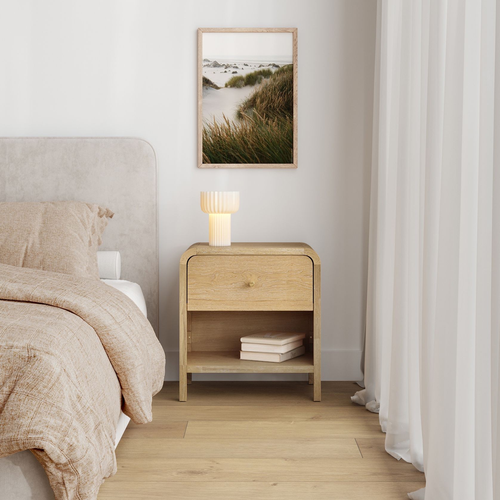Riley 1 Drawer Bedside Table | Natural Ash gallery detail image