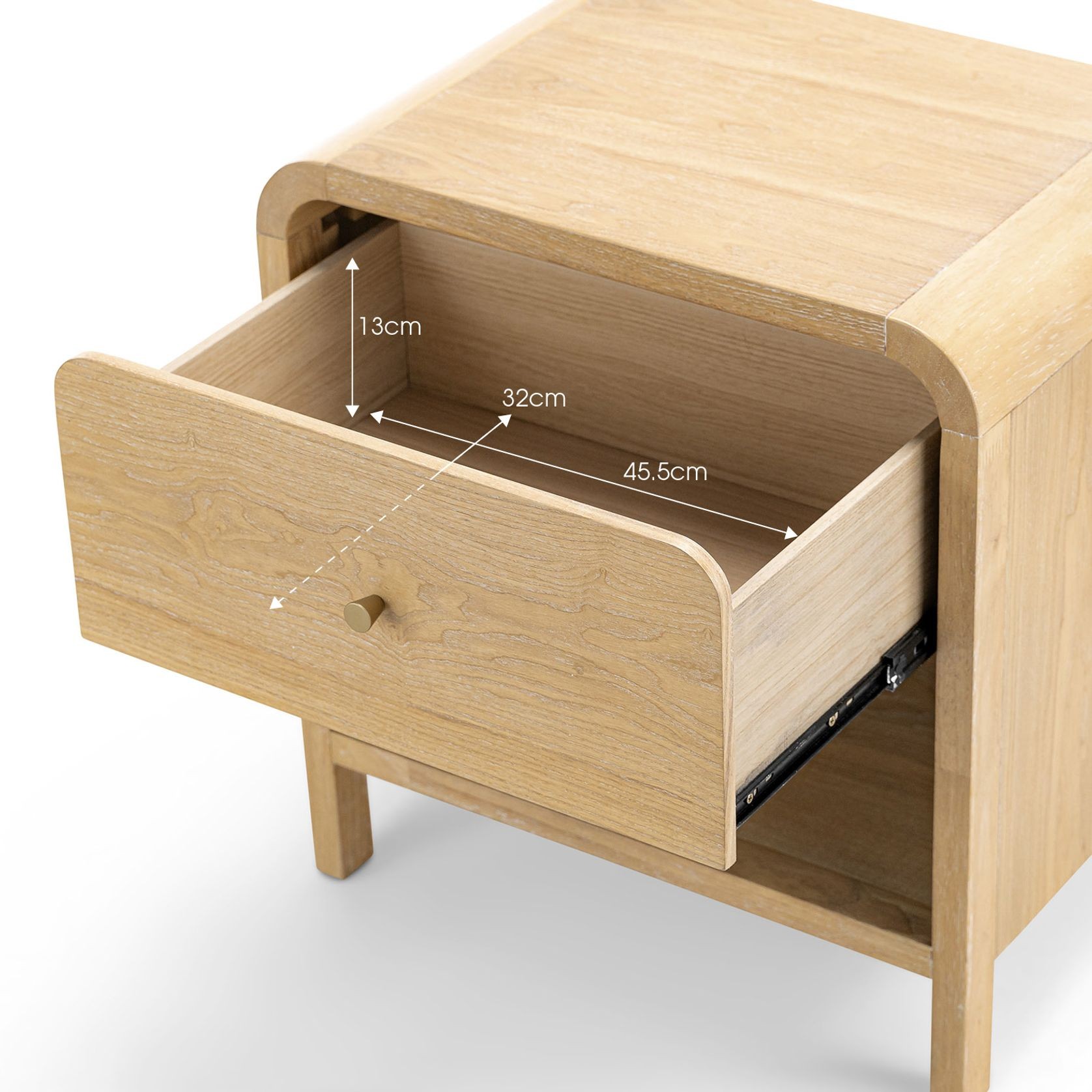 Riley 1 Drawer Bedside Table | Natural Ash gallery detail image