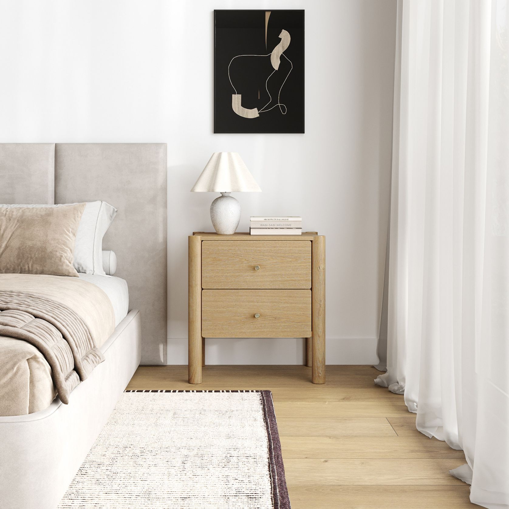 Levi 1 Drawer Bedside Table | Natural Ash gallery detail image