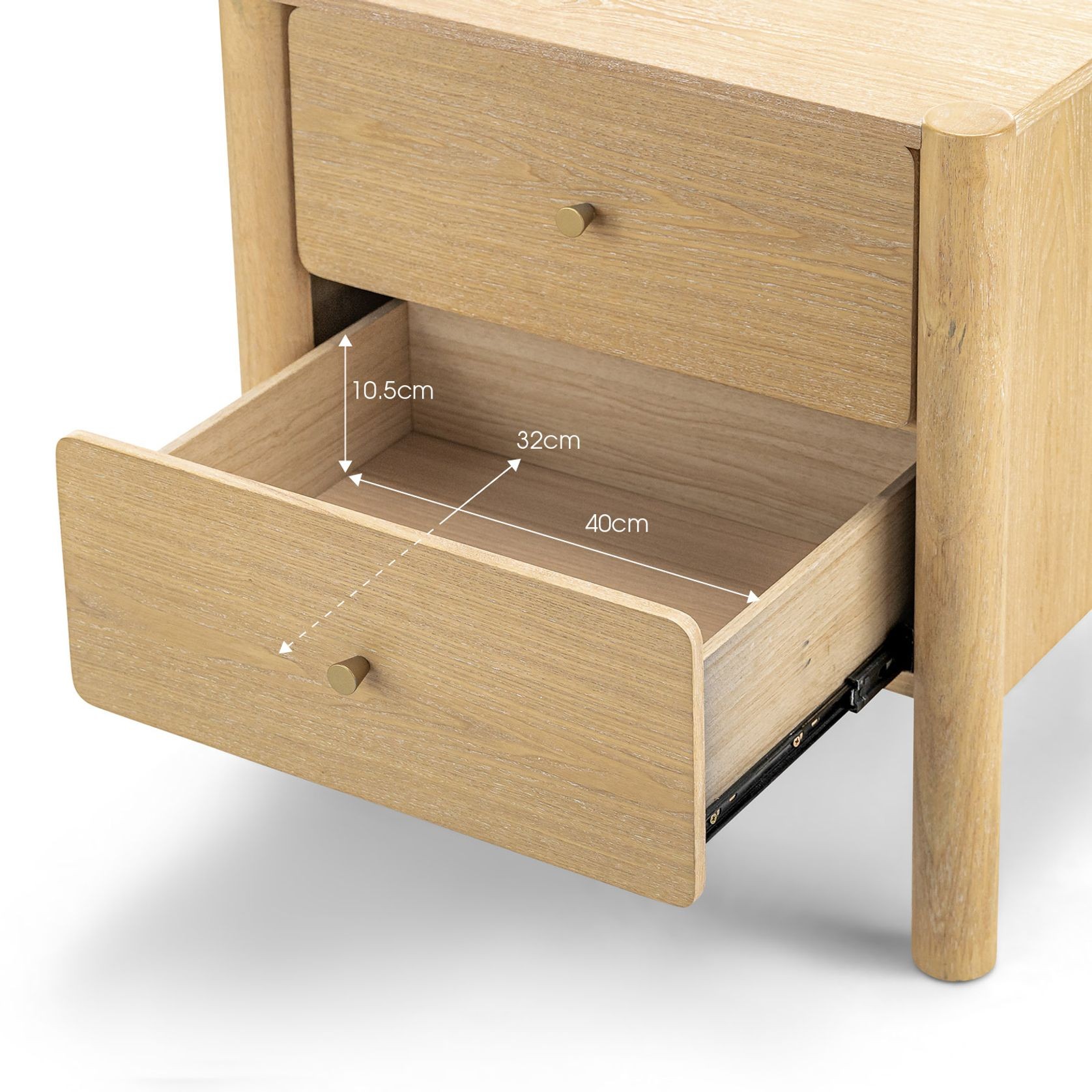 Levi 1 Drawer Bedside Table | Natural Ash gallery detail image