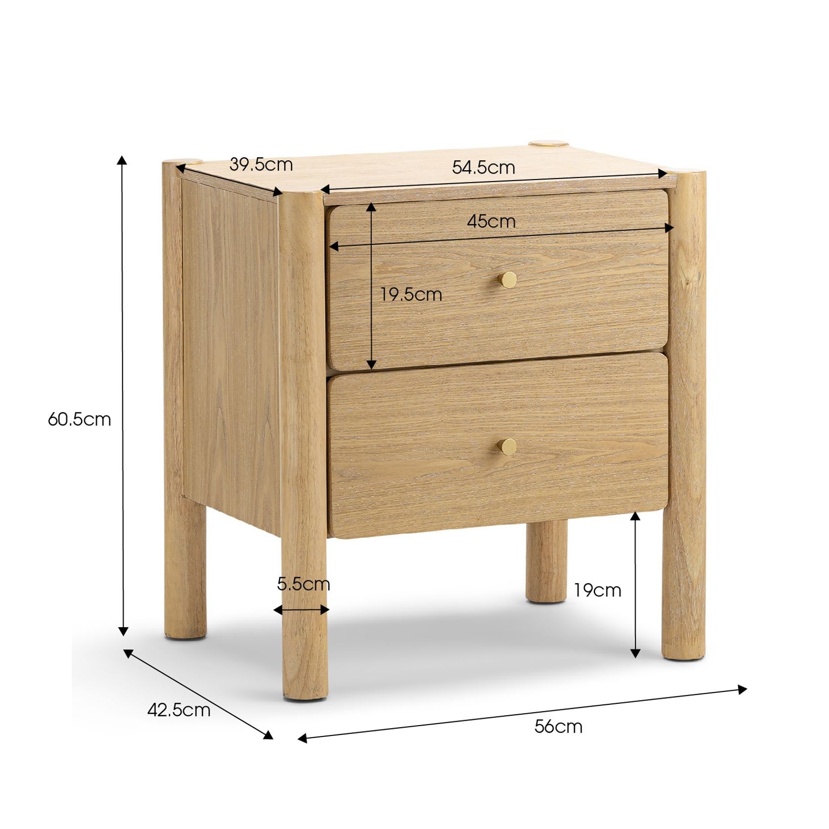 Levi 1 Drawer Bedside Table | Natural Ash gallery detail image