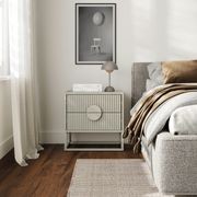 Braxton 2 Drawer Ripple Slatted Bedside Table | Putty gallery detail image
