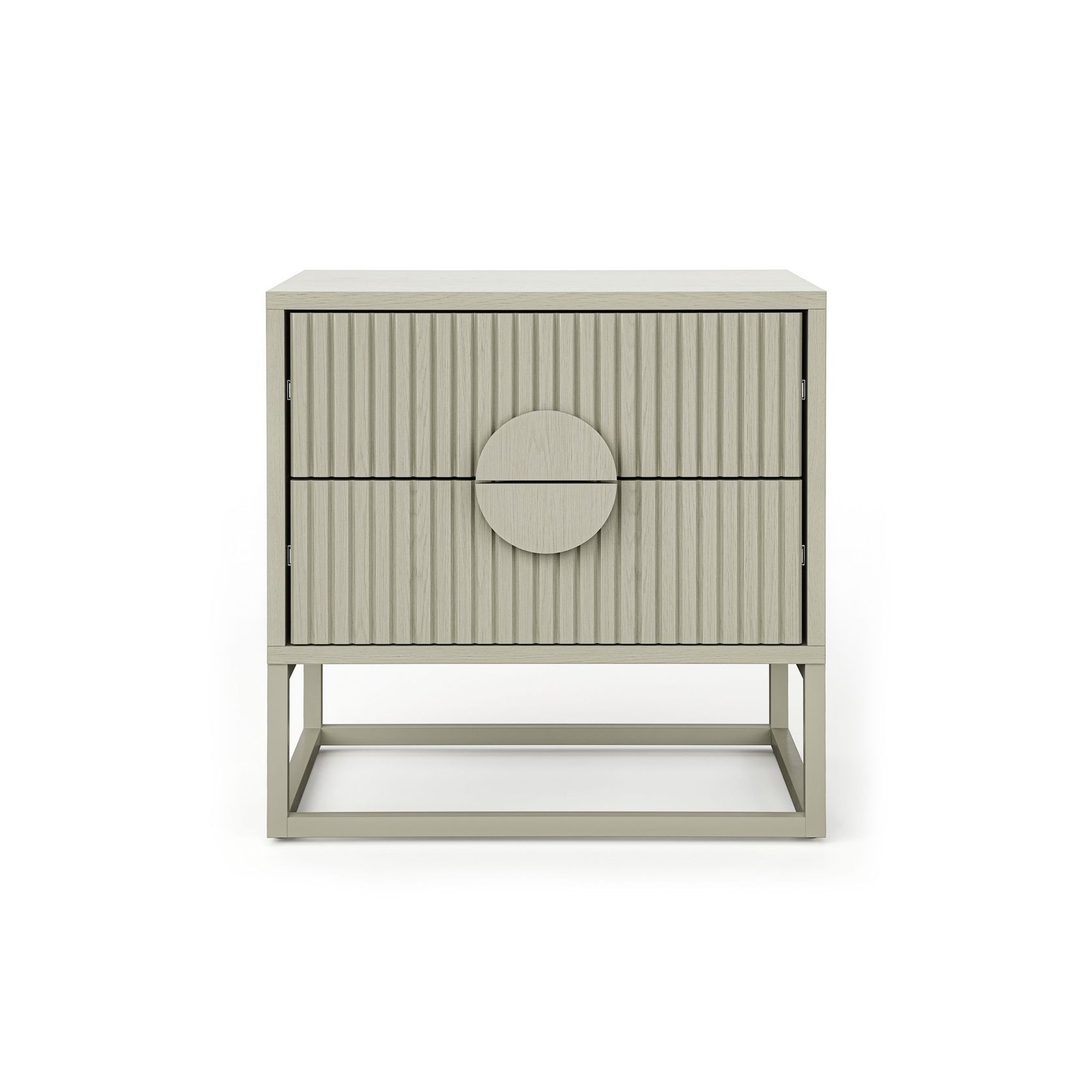 Braxton 2 Drawer Ripple Slatted Bedside Table | Putty gallery detail image