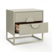 Braxton 2 Drawer Ripple Slatted Bedside Table | Putty gallery detail image