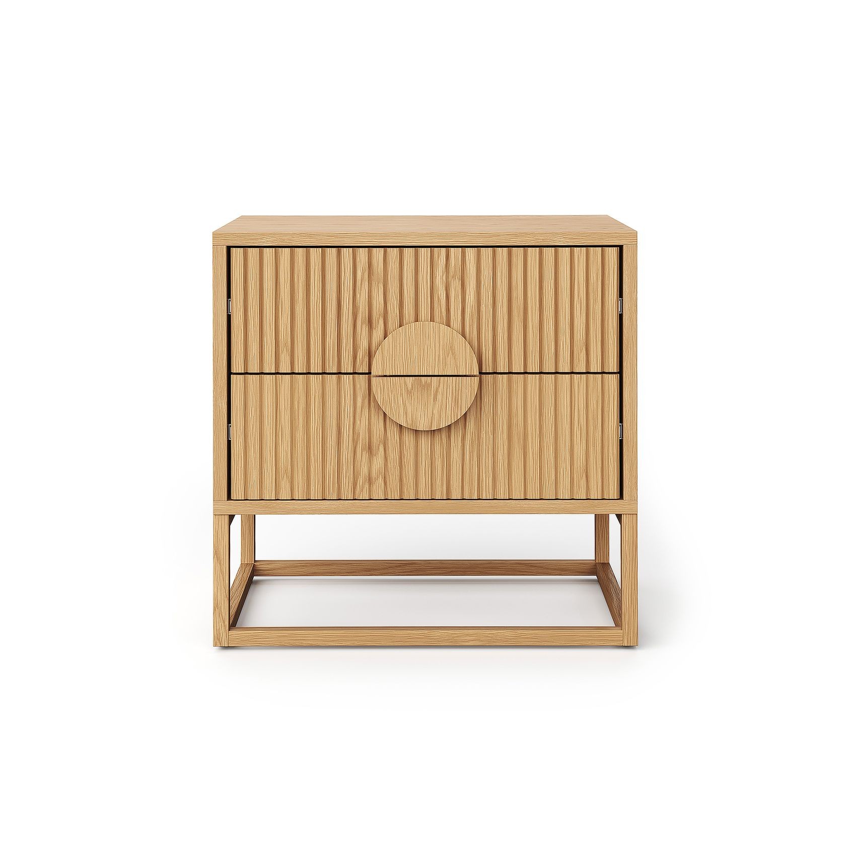 Braxton 2 Drawer Ripple Slatted Bedside Table | Natural Oak gallery detail image