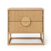 Braxton 2 Drawer Ripple Slatted Bedside Table | Natural Oak gallery detail image