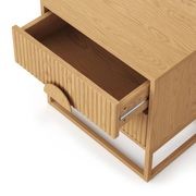 Braxton 2 Drawer Ripple Slatted Bedside Table | Natural Oak gallery detail image