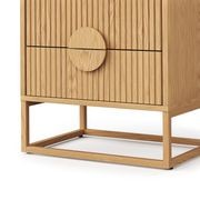 Braxton 2 Drawer Ripple Slatted Bedside Table | Natural Oak gallery detail image