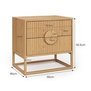 Braxton 2 Drawer Ripple Slatted Bedside Table | Natural Oak gallery detail image