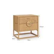 Braxton 2 Drawer Ripple Slatted Bedside Table | Natural Oak gallery detail image