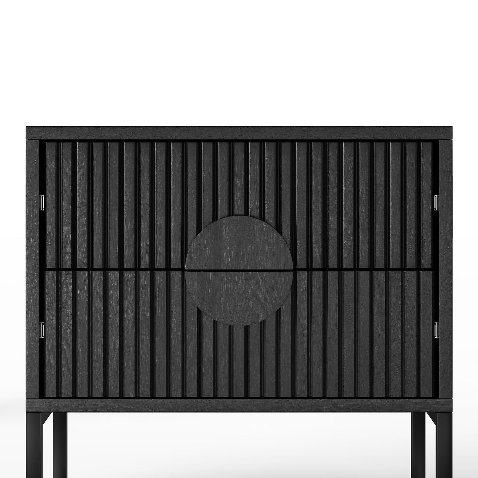 Braxton 2 Drawer Ripple Slatted Bedside Table | Black Oak gallery detail image