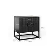 Braxton 2 Drawer Ripple Slatted Bedside Table | Black Oak gallery detail image