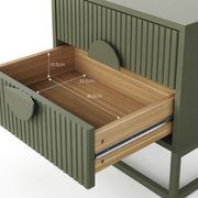 Braxton 2 Drawer Ripple Slatted Bedside Table | Olive Green gallery detail image