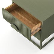 Braxton 2 Drawer Ripple Slatted Bedside Table | Olive Green gallery detail image