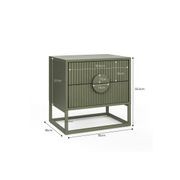 Braxton 2 Drawer Ripple Slatted Bedside Table | Olive Green gallery detail image