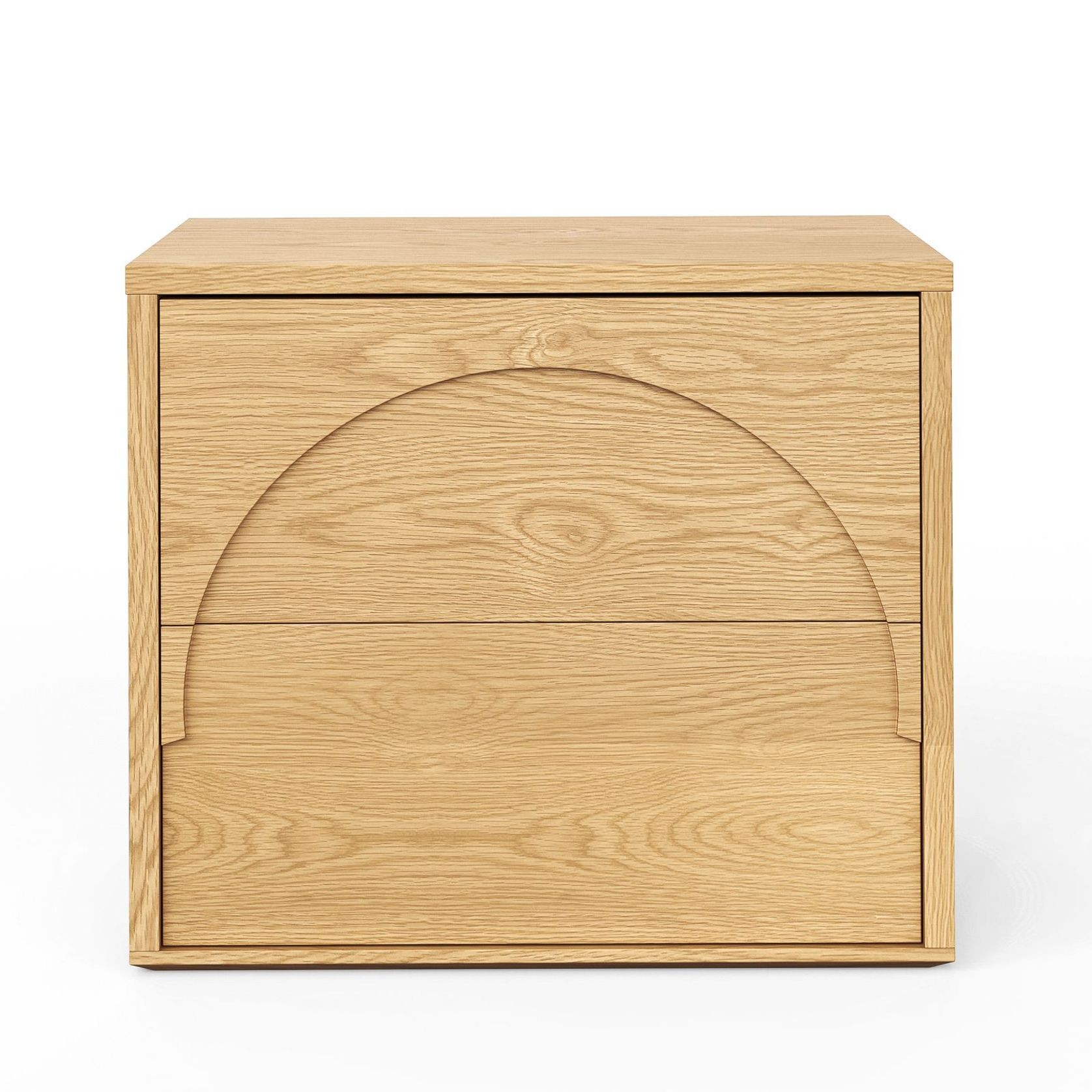 Aurora 2 Drawer Arch Bedside Table | Natural Oak gallery detail image