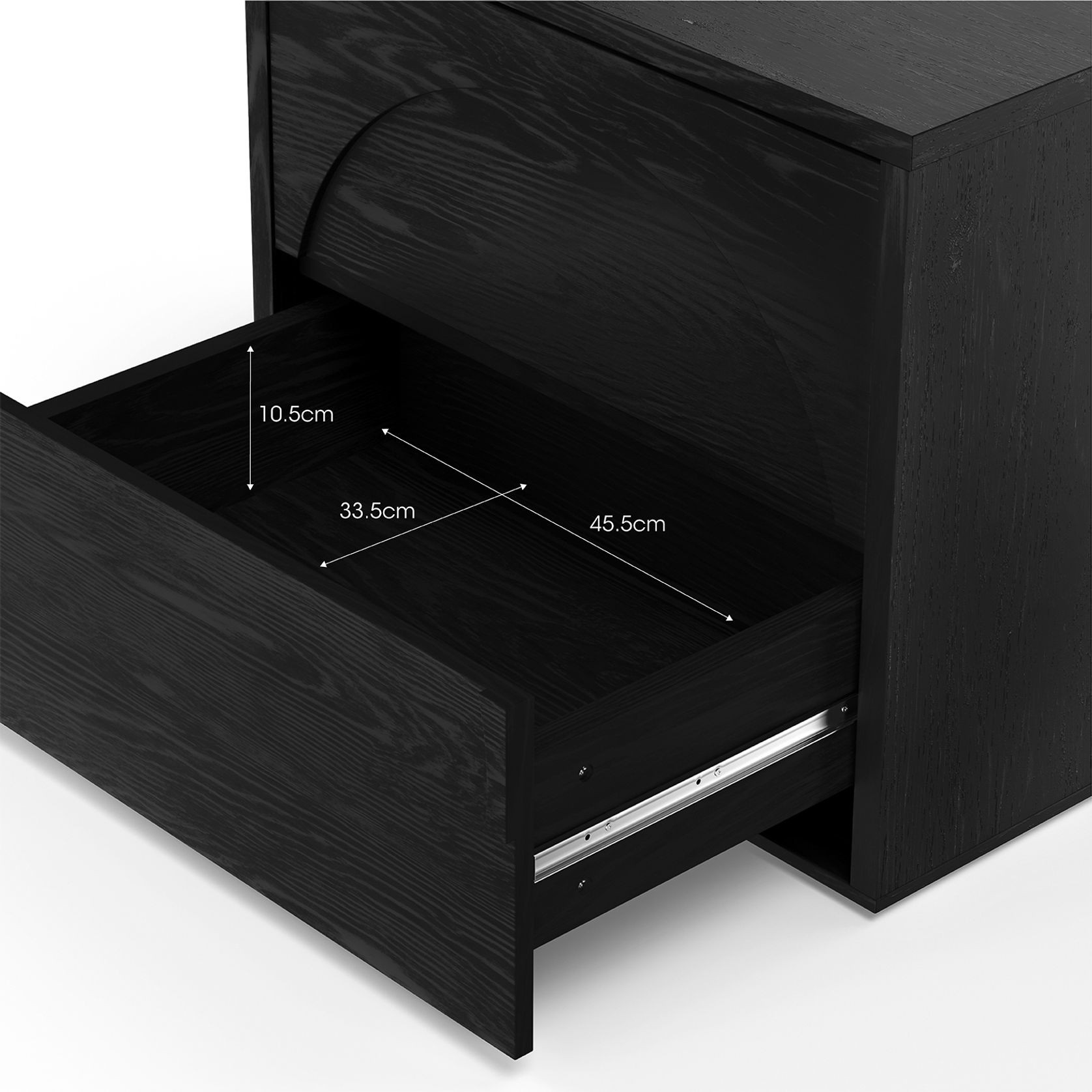 Aurora 2 Drawer Arch Bedside Table | Black Oak gallery detail image