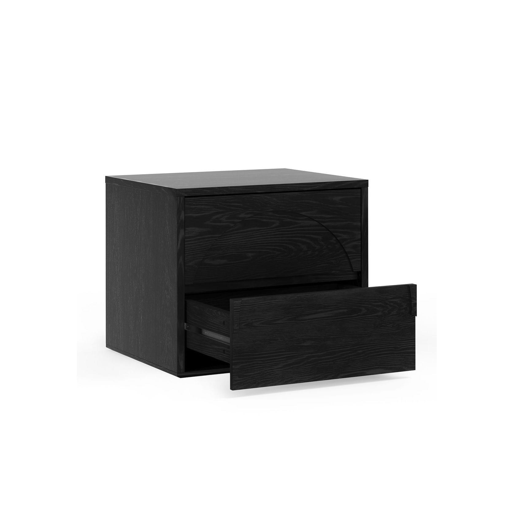 Aurora 2 Drawer Arch Bedside Table | Black Oak gallery detail image