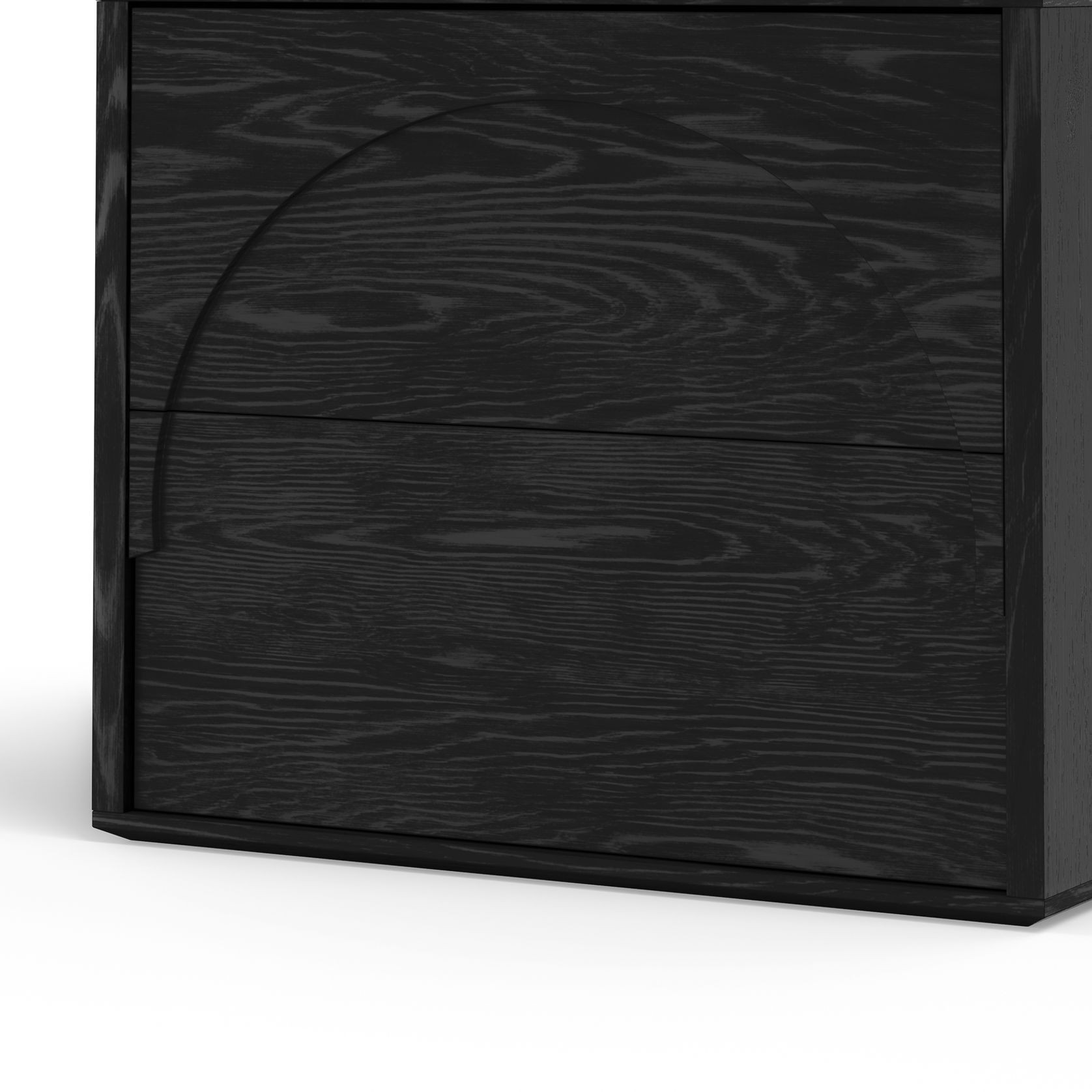Aurora 2 Drawer Arch Bedside Table | Black Oak gallery detail image