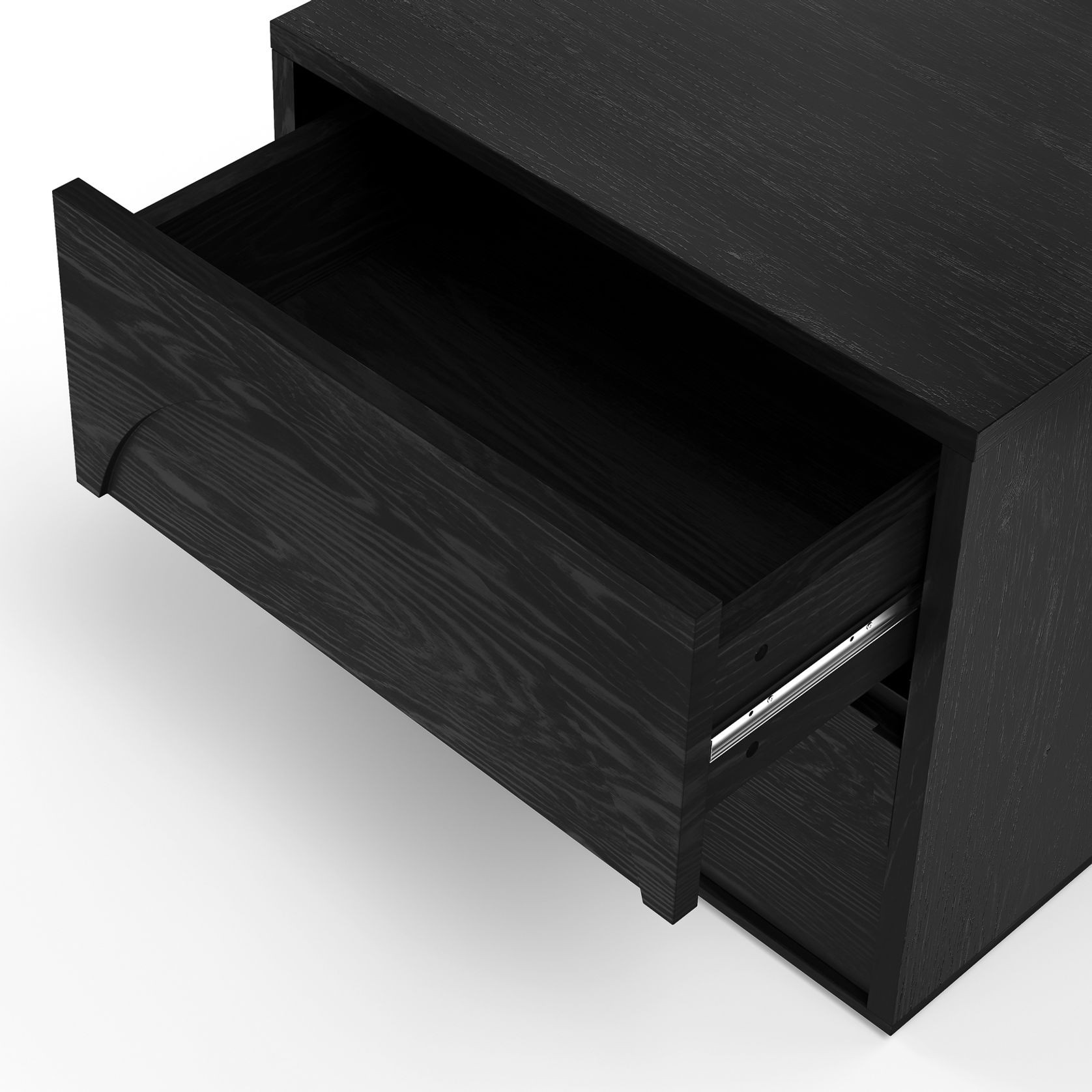 Aurora 2 Drawer Arch Bedside Table | Black Oak gallery detail image