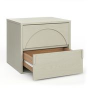 Aurora 2 Drawer Arch Bedside Table | Putty Oak gallery detail image
