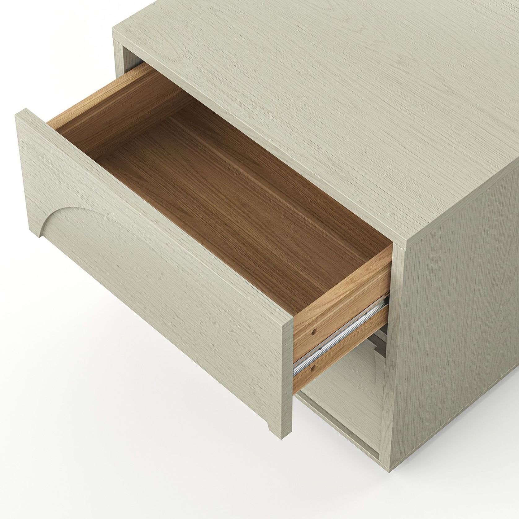 Aurora 2 Drawer Arch Bedside Table | Putty Oak gallery detail image