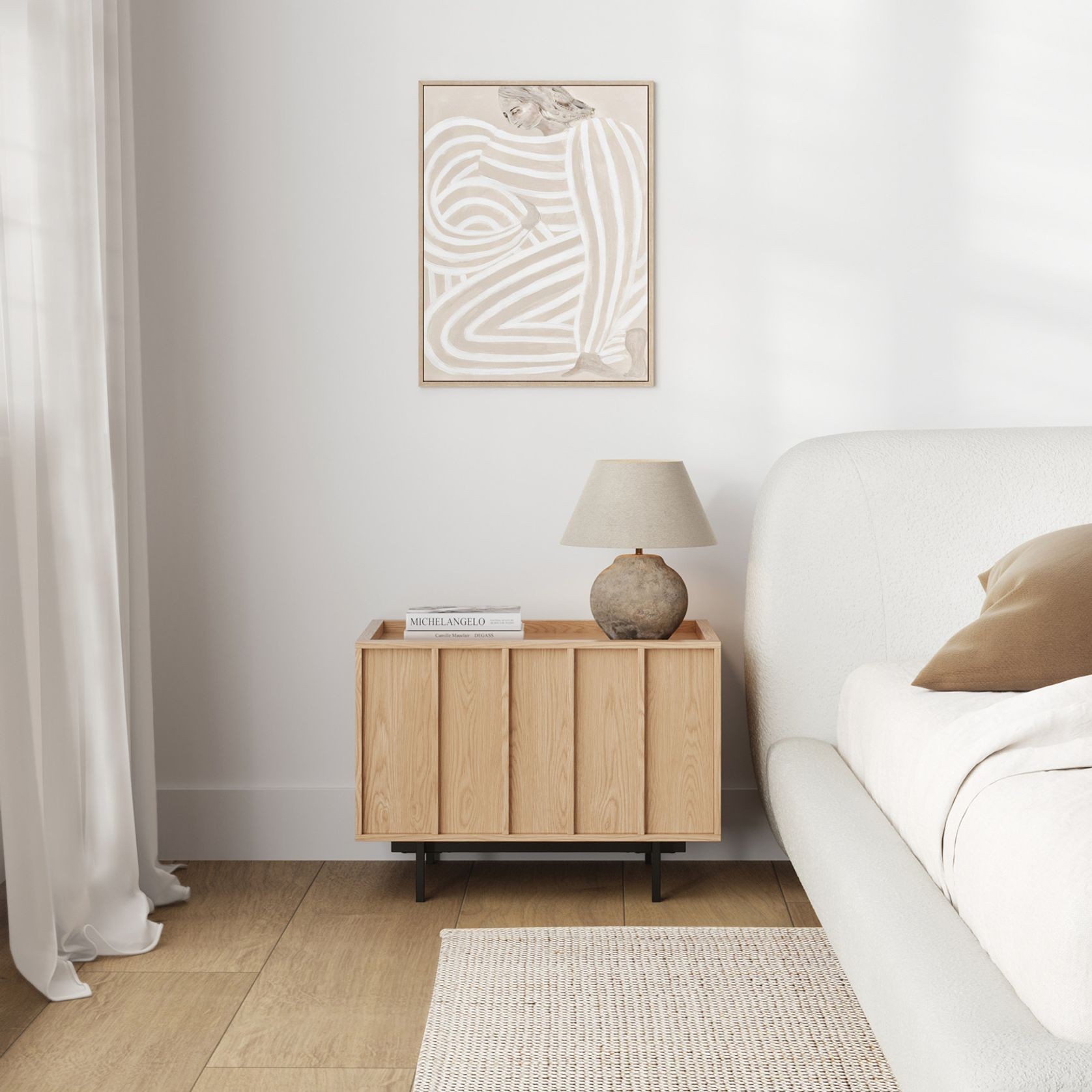 Linea 1 Drawer Bedside Table | Natural Oak gallery detail image