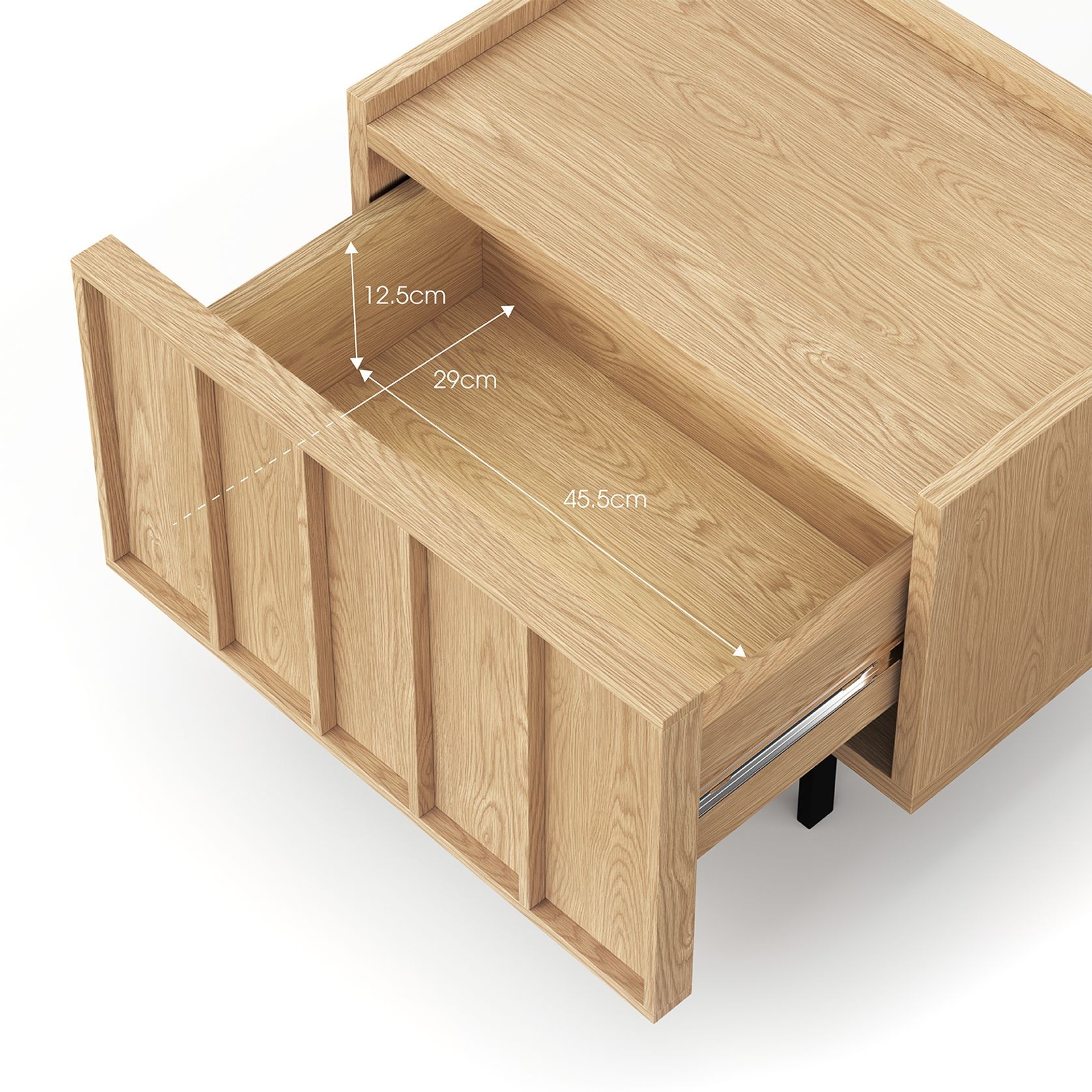 Linea 1 Drawer Bedside Table | Natural Oak gallery detail image