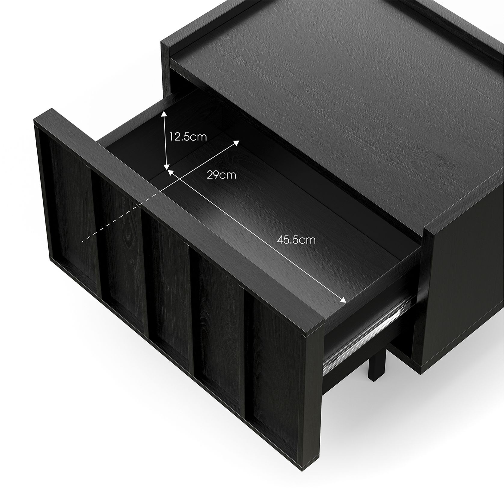 Linea 1 Drawer Bedside Table | Black Oak gallery detail image