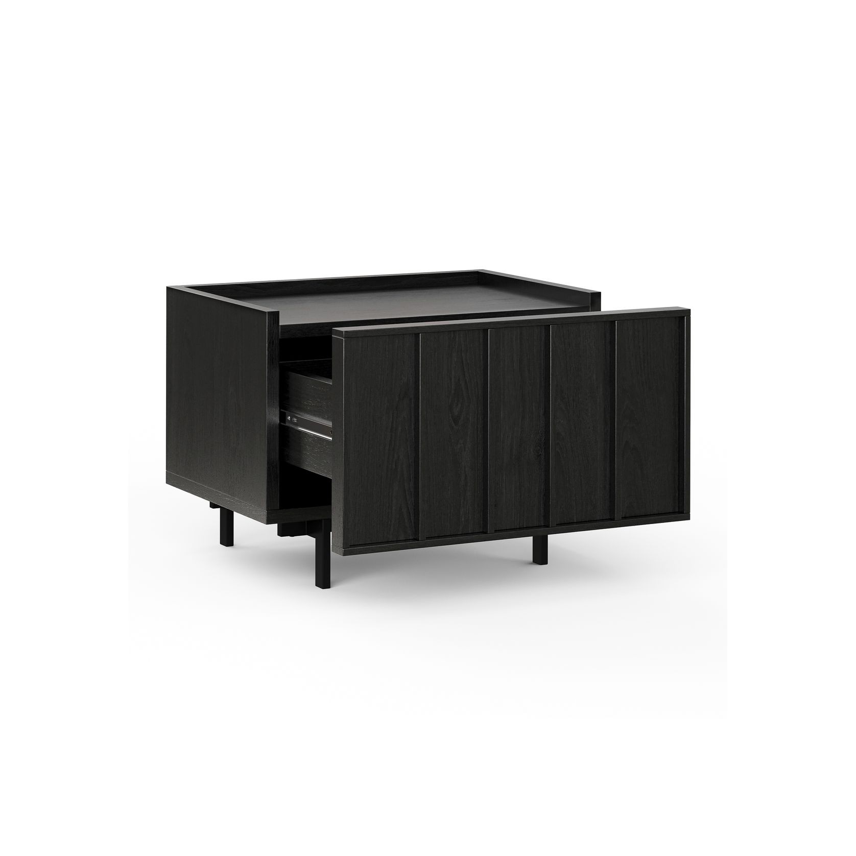 Linea 1 Drawer Bedside Table | Black Oak gallery detail image