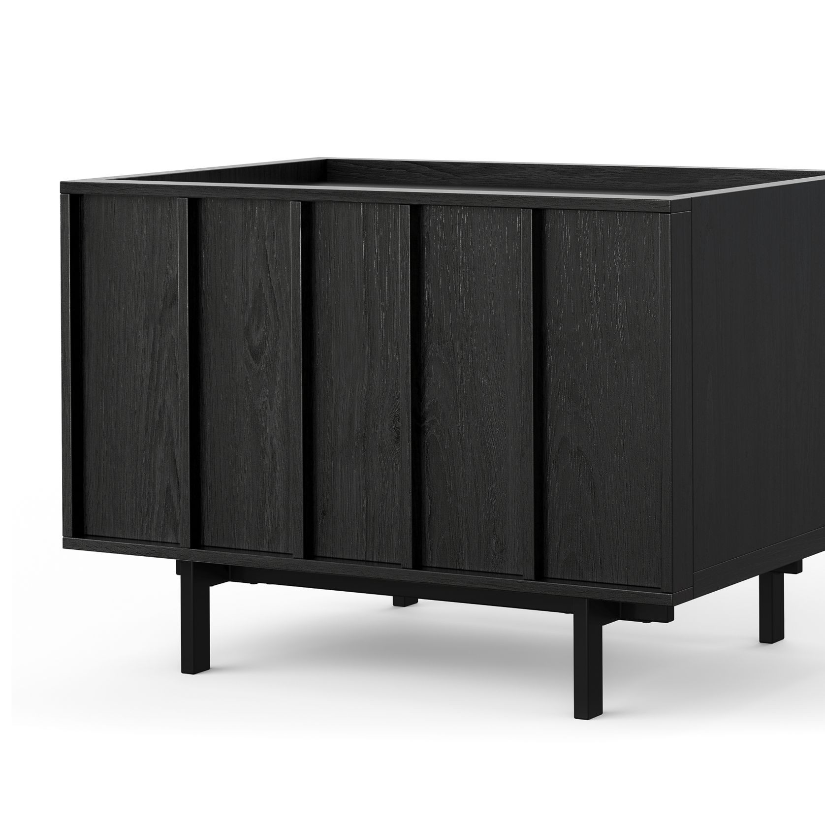 Linea 1 Drawer Bedside Table | Black Oak gallery detail image