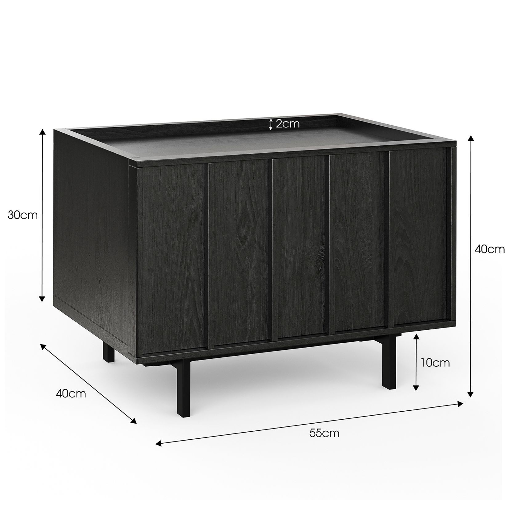 Linea 1 Drawer Bedside Table | Black Oak gallery detail image
